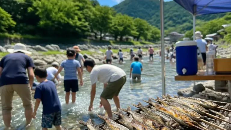 郡上で迎えた「鮎の日」 つかみ取りと塩焼きで夏の賑わい