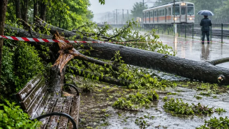 大気不安定で県内一部に強い雨 倒木や運休で28日も警戒を