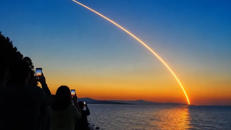 未明の南空にオレンジの航跡 大分でＨ３ロケット観測