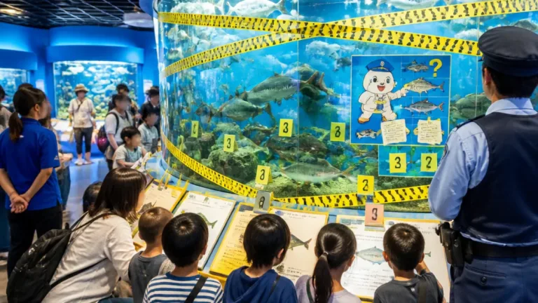 八戸・マリエントで特殊詐欺を題材にした水槽展示、謎解きで防犯啓発