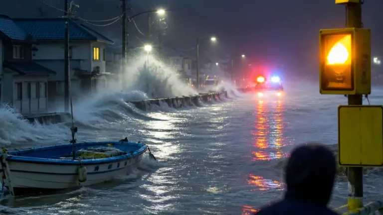 浜田市にレベル4高潮危険警報 発表、沿岸住民は直ちに厳重警戒を