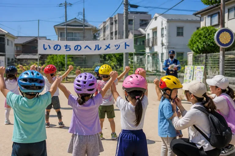 東大阪の子育て世帯に向けて再確認 園児の歌で自転車ヘルメット着用を呼び掛け