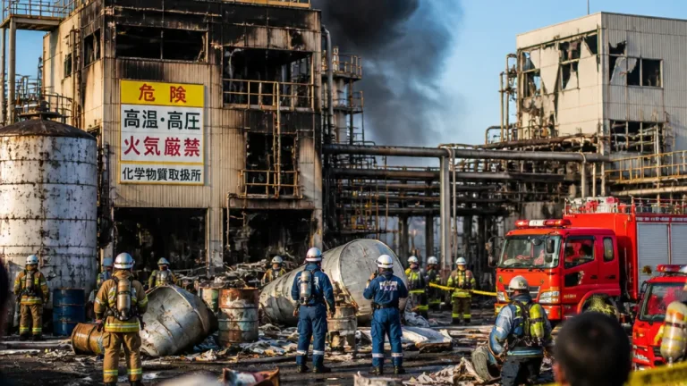 姫路・化学工場で爆発、従業員が重体 原因究明へ