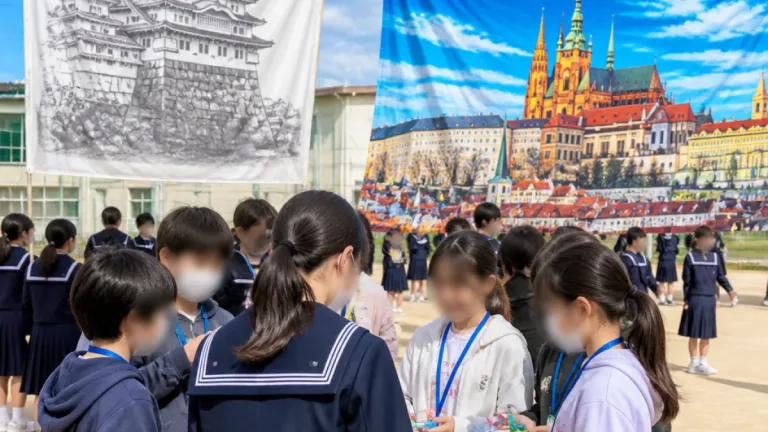 姫路でウクライナ避難児と中学生が交流 城の姉妹提携を契機に