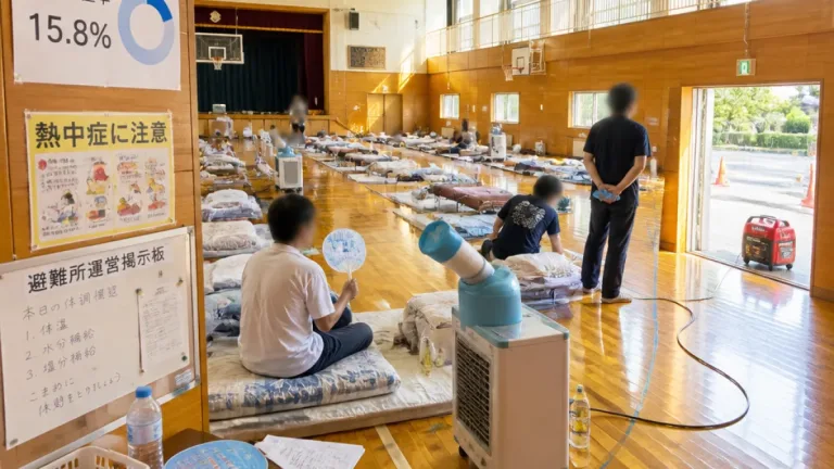 真夏の避難所、空調整備はまだ道半ば