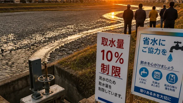 日野川流域で10％の取水制限、夏季の節水を強く要請