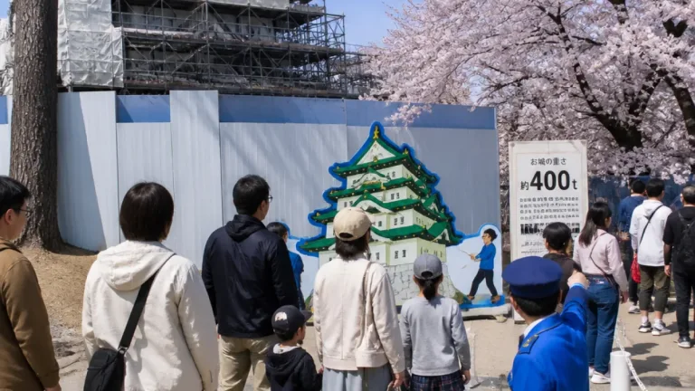 弘前城曳戻しイベント最終日、撮影スポットに多くの来場者