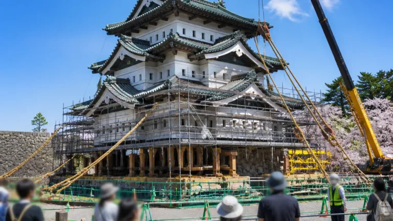 弘前城本丸天守の「曳戻し」作業が始動 市民生活と観光に影響