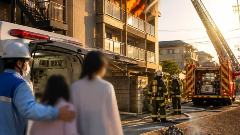 広島・中区でマンション火災 黒煙の中で母子が搬送