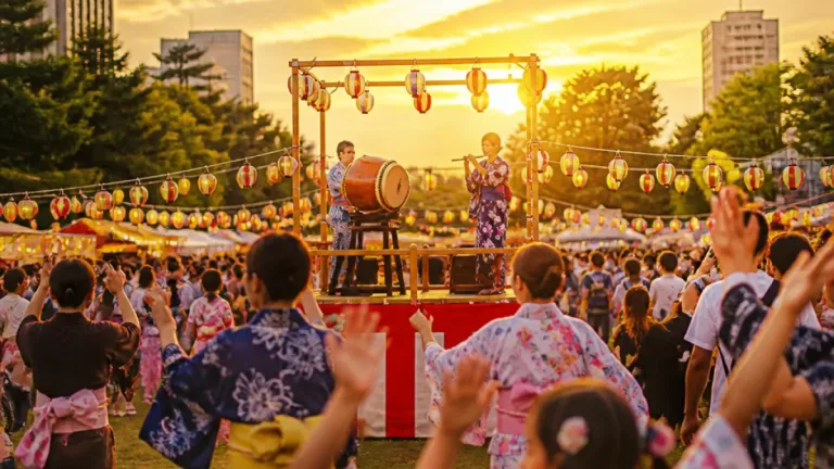 大通公園で響く生演奏の輪、北海盆踊りが賑わう
