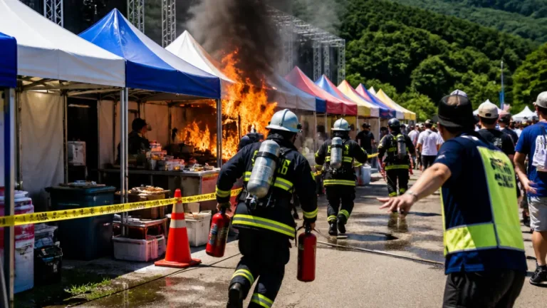 飯田の焼肉ロックフェス会場で露店火災、3人やけど
