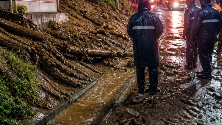 伊那で記録的短時間大雨、住宅や道路に土砂流入