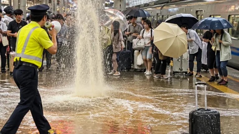 IR金沢駅でホームから水が噴出、一時利用者に混乱
