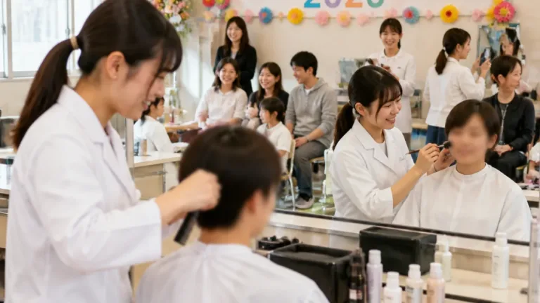 いわきの専門校で技術披露、ヘアメイク学生が地域と交流