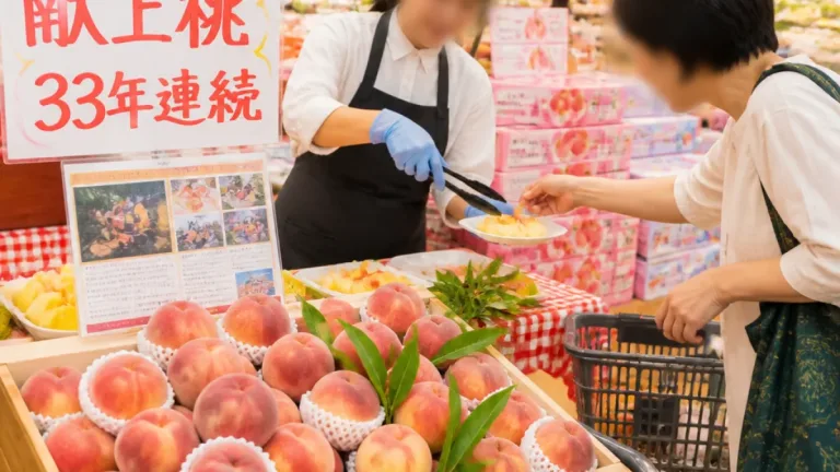 いわきで桑折の「献上桃」ＰＲ 夏場の地元果実消費に直結