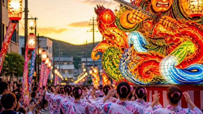 いわき・四倉ねぶたが町を練る 夏まつりに熱気