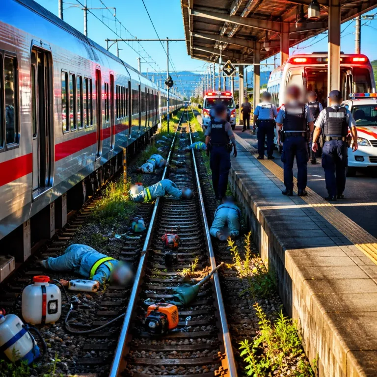 東武日光線構内で除草作業の作業員4人が列車にはねられ死亡