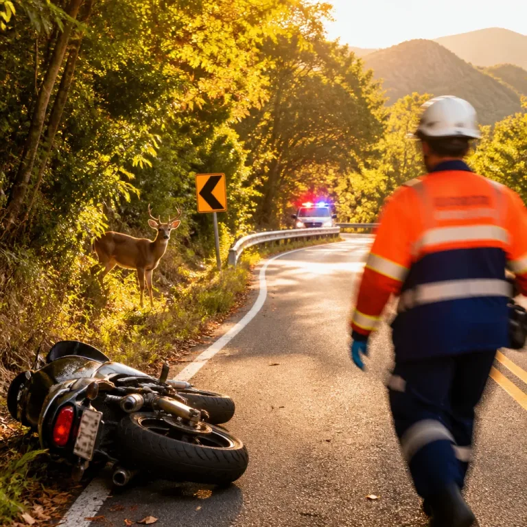 バイクとシカの接触で男性が転倒、意識不明の重体に