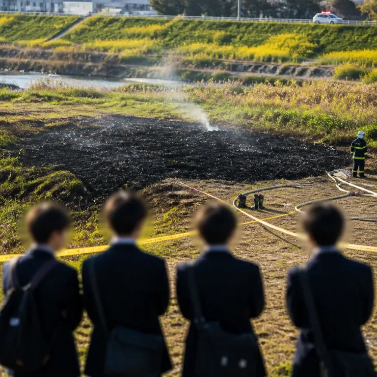 姫路市の河川敷で花火による雑草火災、女子高校生4人関与