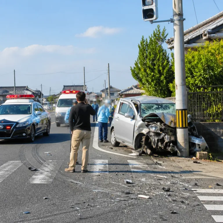 国道で乗用車が電柱に衝突、同乗の高齢女性が死亡