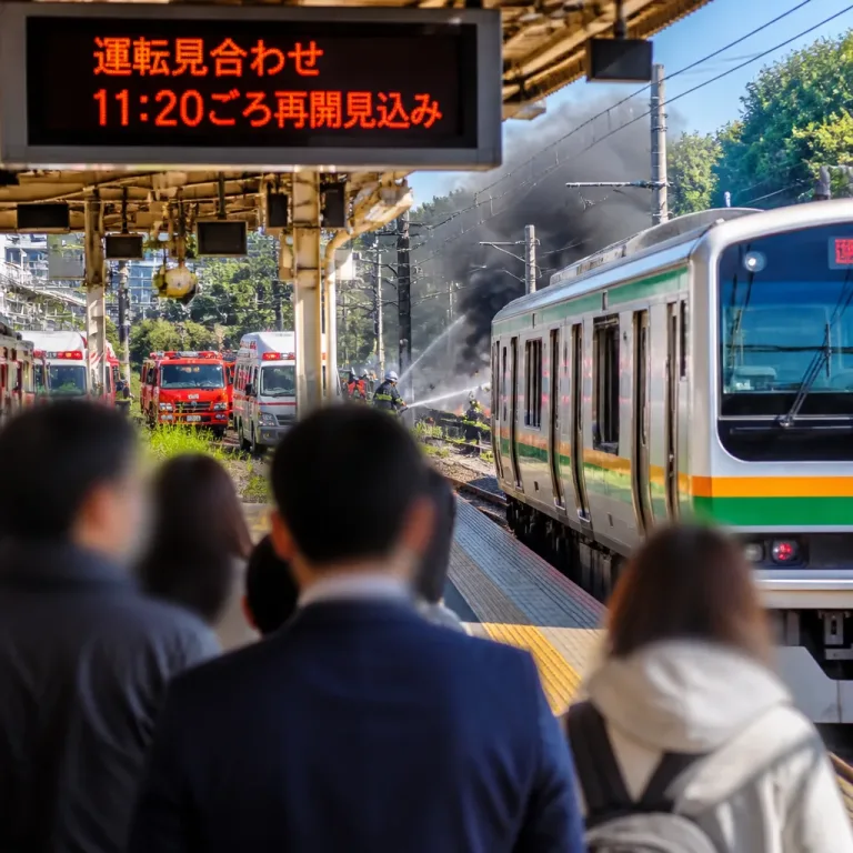JR神戸線で沿線火災、運転見合わせと再開見込み