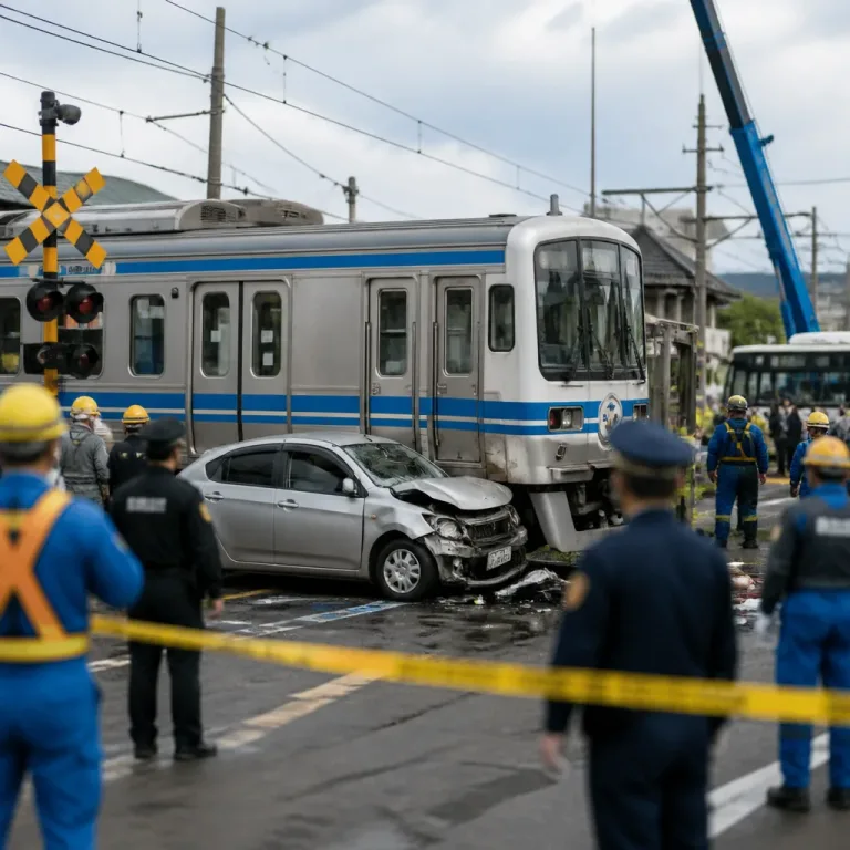 網干線で踏切事故、普通電車と自動車が接触し運転見合わせ