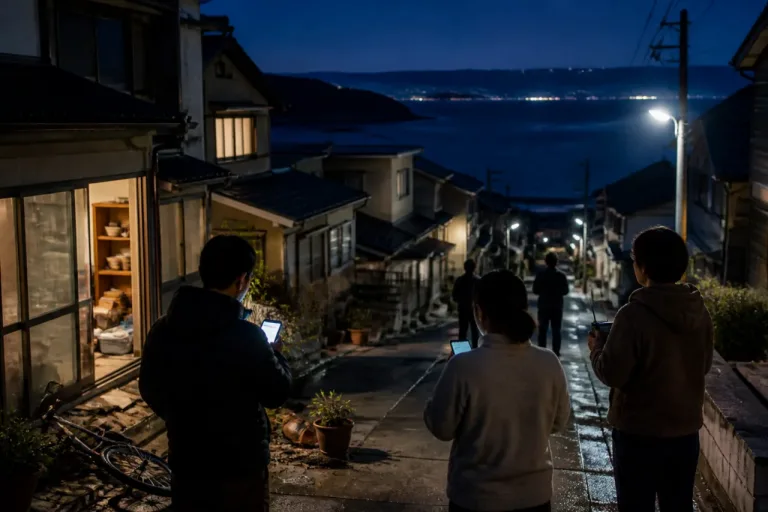夜間に震度3観測、津波の心配なしと発表