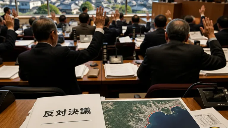 上関中間貯蔵計画に隣接市議会が反対決議