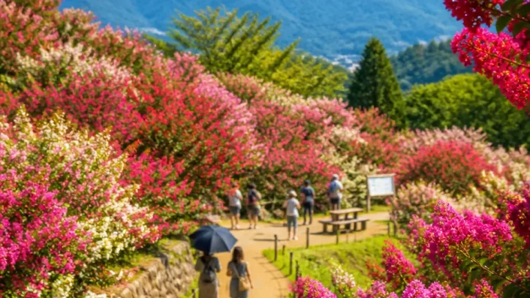 山あいに咲く鮮烈な色彩 神流町の百日紅園が見頃に