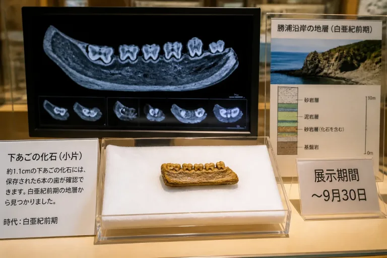 勝浦で白亜紀のトカゲ下あご化石、太平洋側では初の記録