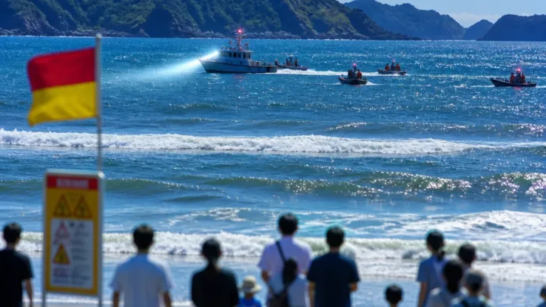 勝浦の海で男性が沖に流され捜索続く、海水浴シーズンの安全対策を点検