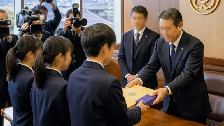 川越の高校生が文化祭収益を市へ寄付、森田市長と対話