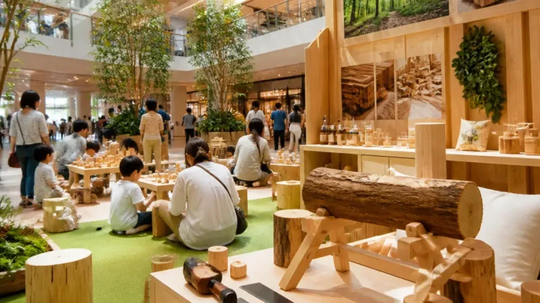 川崎で国産木材の遊び場「やさちぃ き のひろば」開催、体験型ワークショップも