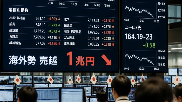 日経平均は膠着、海外勢は大幅売り越しでマーケットに重し