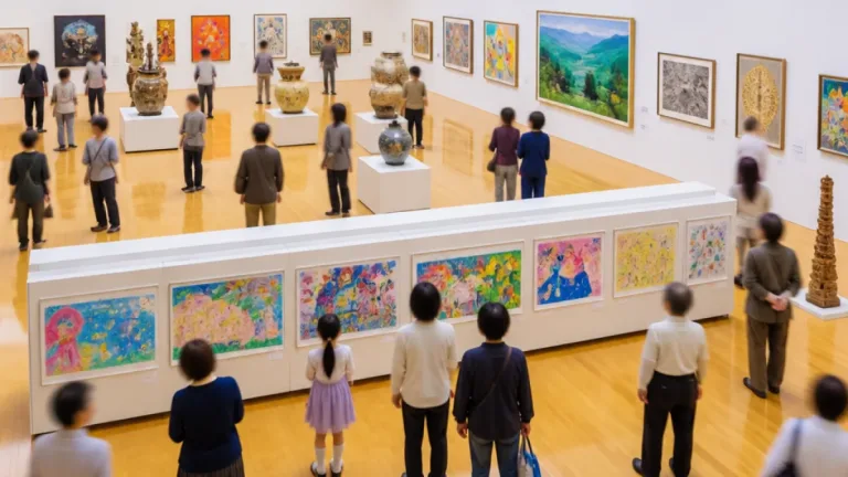 県美展とこども県展が山形美術館で開幕 世代横断の力作並ぶ