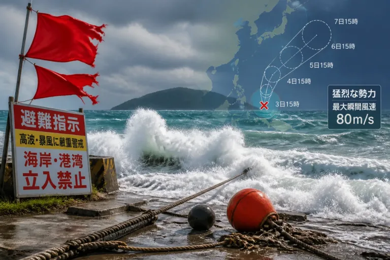 台風9号「バービー」猛烈な勢力 沖縄南方で警戒続く