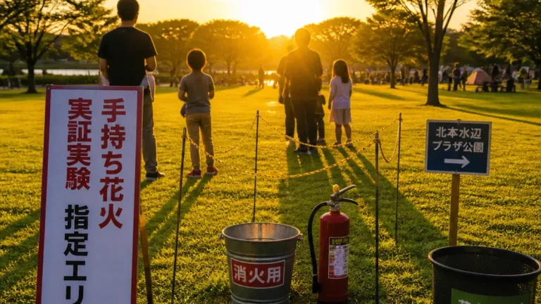 公園で手持ち花火の実証実験、北本市が2カ所で実施