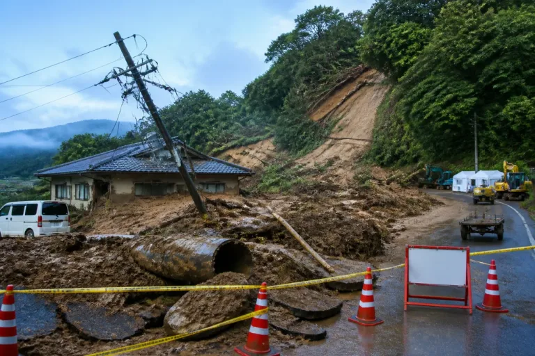 住宅地で幅25m・長さ80mの斜面崩壊 25世帯に避難指示、断水や停電も