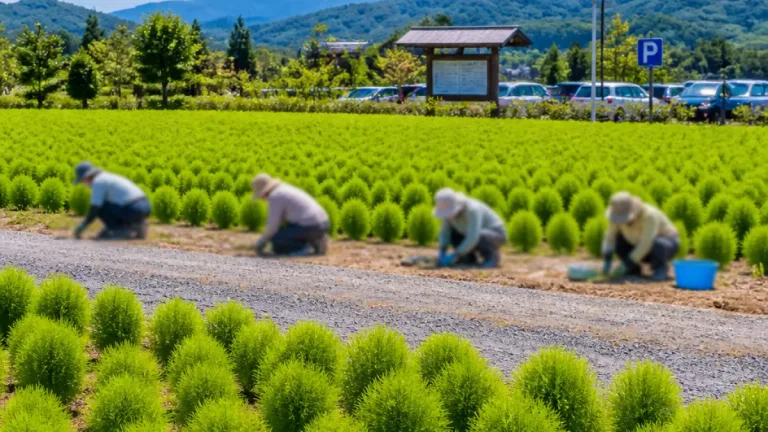 るるパークで4000本のコキア成長中