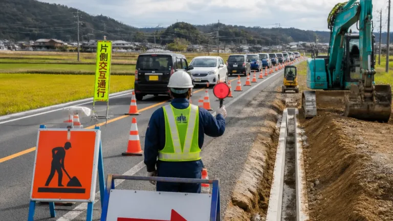 国道180号・日羽の片側交互通行、9月下旬解除見込み