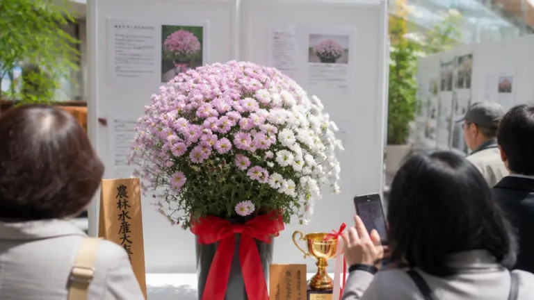 郡山で初開催の花卉品評会 佐久間さんのスプレーギクが最高賞に