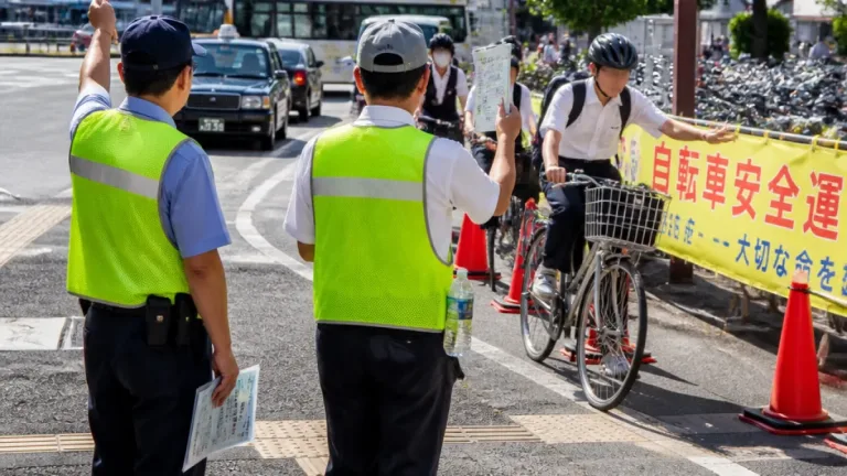 郡山駅西口で自転車の安全運転呼びかけ 夏の事故抑止へ市と郡山署が連携