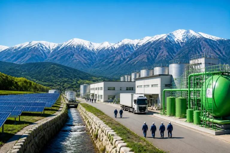 化粧品大手が南アルプスに新工場稼働 水素と水資源で地域密着の生産体制