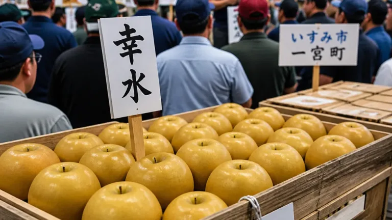 千葉産梨「幸水」、大田市場で初競り 品質と出荷に期待