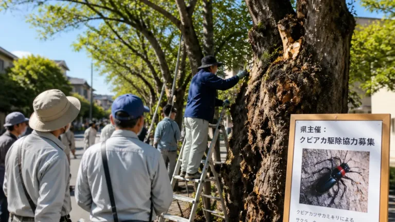 クビアカツヤカミキリ駆除に県が協力募集