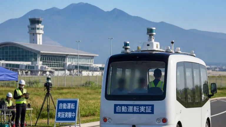 熊本空港周辺で自動運転バス実証開始、無人化「レベル4」へ段階的移行を目指す