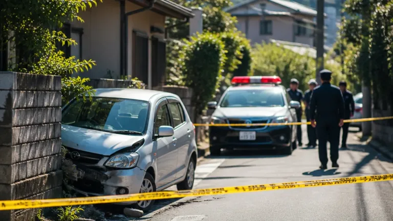 倉敷市西田で乗用車がブロック塀に衝突、運転の男性が死亡