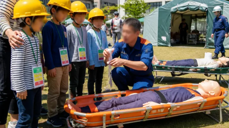 倉敷で小学生が体験 災害現場の医師の仕事を学ぶ