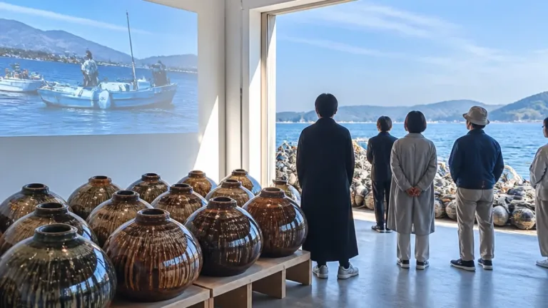倉敷・下津井のタコつぼ漁を学生が表現 地域と芸術がつながる作品展
