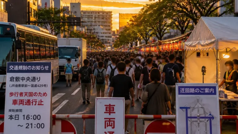 倉敷中央通りで交通規制 天領夏祭りで全面通行止め